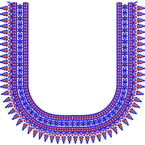 Blouse Design No :MSM - 664 - Border With Butta, U Shape