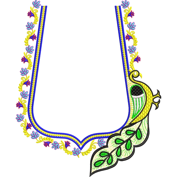 Blouse Design No :MSM - 669 , Peacock - Simple Border, Sweat Heart