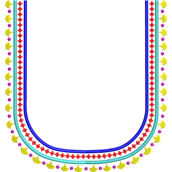 Blouse Design No :MSM - 704 - Border With Butta, U Shape