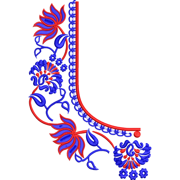 Blouse Design No :MSM - 713 - Border With Butta, U Shape