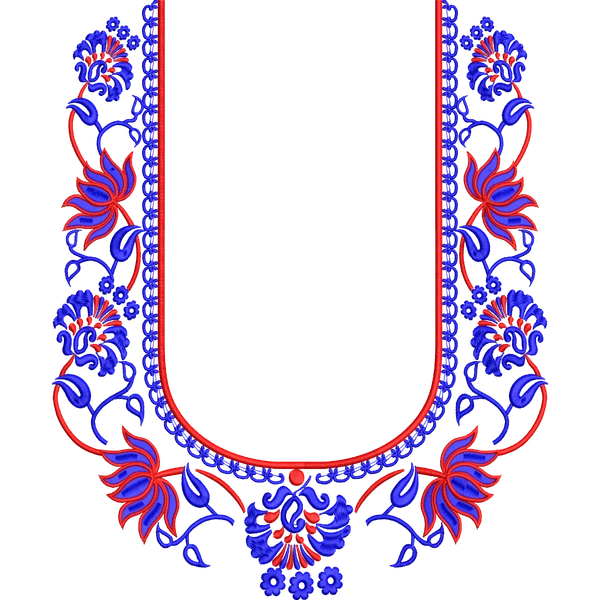 Blouse Design No :MSM - 713 - Border With Butta, U Shape