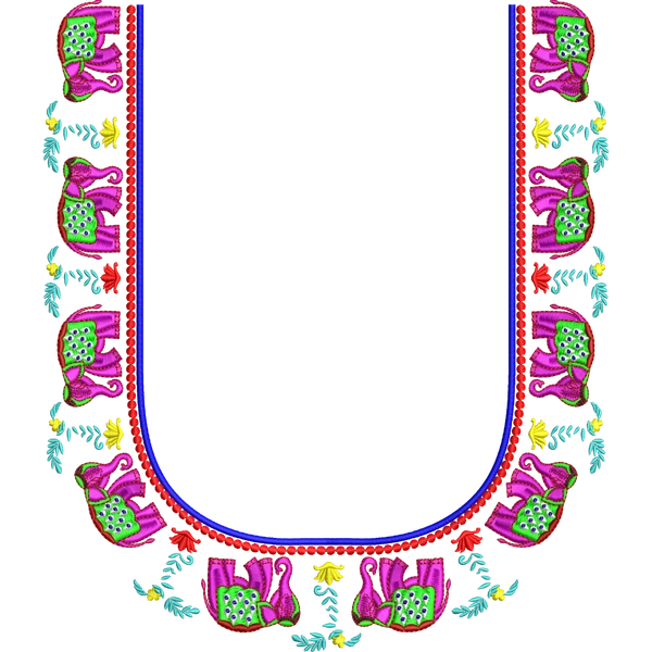 Blouse Design No :MSM - 717 - Border With Butta, U Shape