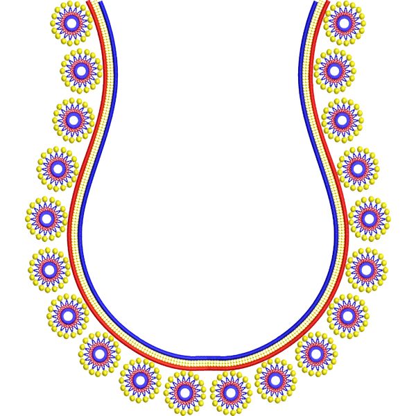 Blouse Design No :MSM - 755 - Mirror Work, Simple Border, U Shape