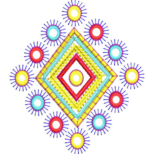 Blouse Design No :MSM - 766 - Mirror Work, Border With Butta, U Shape
