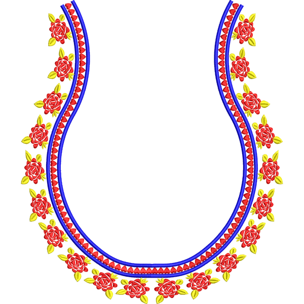 Blouse Design No :MSM - 781 - Border With Butta, U Shape