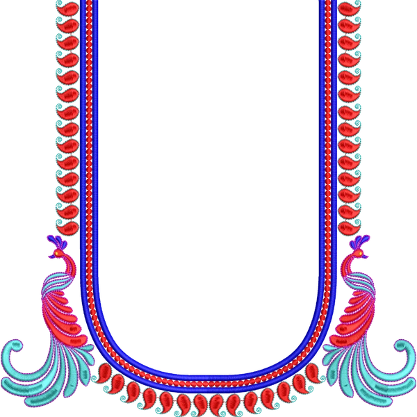 Blouse Design No :MSM - 840 - Border With Butta, U Shape