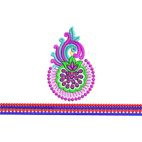Blouse Design No :MSM - 878 - Border With Butta, U Shape