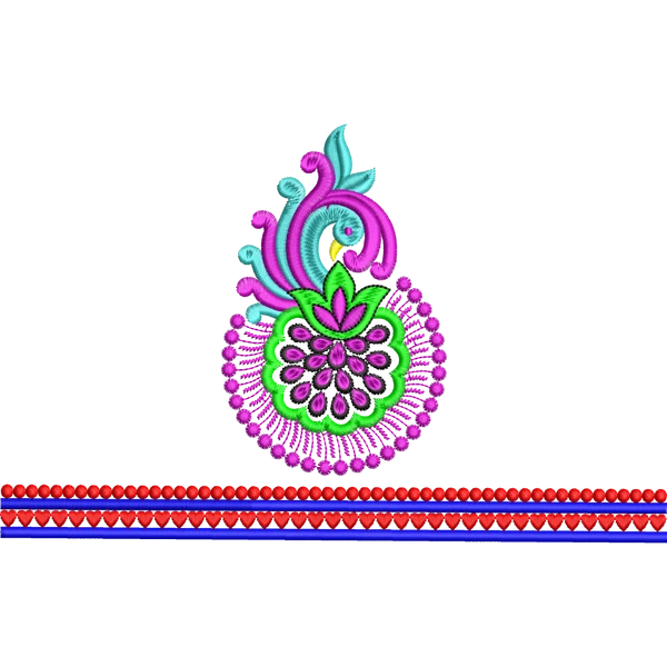 Blouse Design No :MSM - 878 - Border With Butta, U Shape