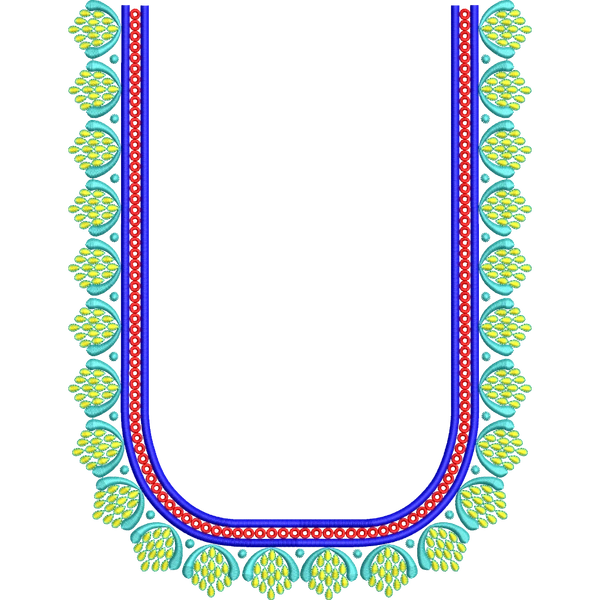 Blouse Design No :MSM - 889 - Border With Butta, U Shape