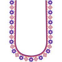 Blouse Design No: MSM-008 - Kutch with Mirror, Simple Border, U Shape