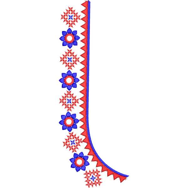 Blouse Design No: MSM-008 - Kutch with Mirror, Border with Butta, U Shape