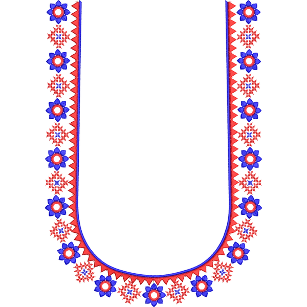 Blouse Design No: MSM-008 - Kutch with Mirror, Border with Butta, U Shape