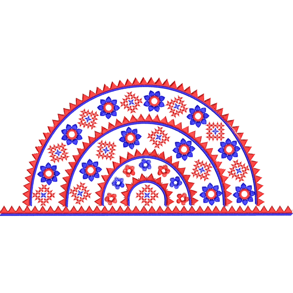 Blouse Design No: MSM-008 - Kutch with Mirror, Border with Butta, U Shape