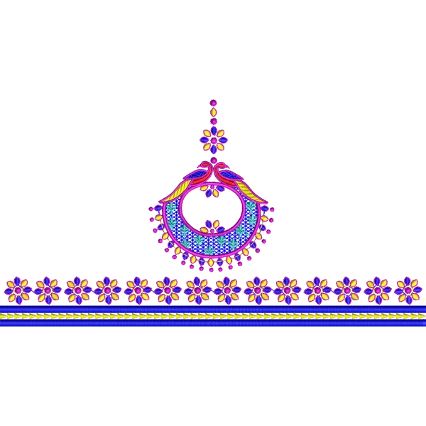 Blouse Design No :MSM - 914 - Border With Butta, U Shape