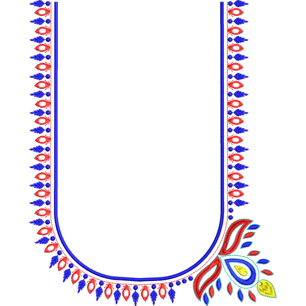 Blouse Design No :MSM - 953 - Border With Butta, U Shape