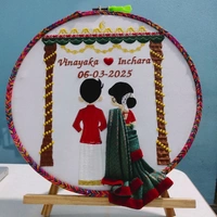 Embroidery Hoop - Personalized Wedding Gift With 3D Saree(Hoop-006)