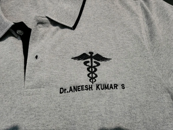 T shirt logo Embroidery With Sleeve Design