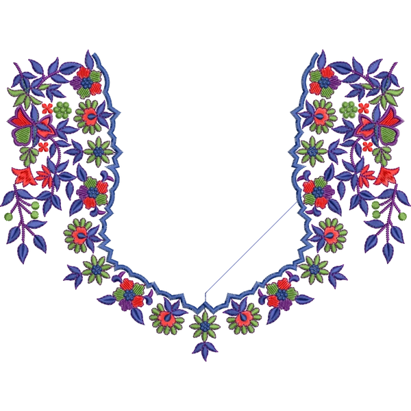 Blouse Design No :BH411/2 ,Small Butta , Flower Bunch - Full Sleeve, U Shape