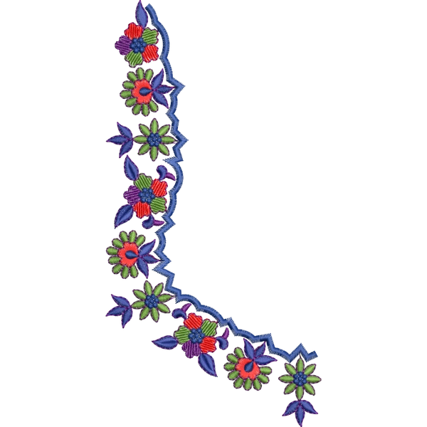 Blouse Design No :BH411/3 ,Small Butta , Flower Bunch - Full Sleeve, U Shape