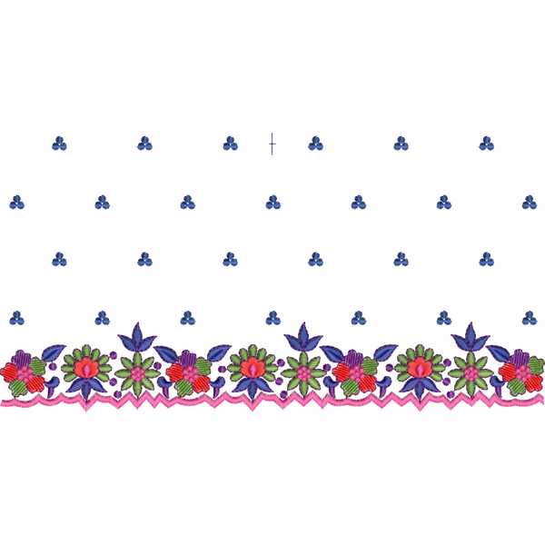 Blouse Design No :BH411/2 ,Small Butta , Flower Bunch - Full Sleeve, U Shape