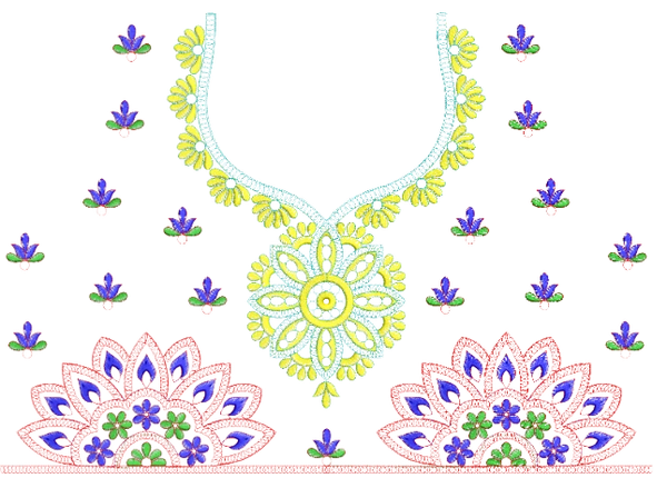 Blouse Design No : MSM-102 - Border with Butta, U Shape