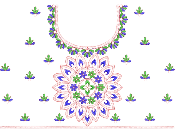 Blouse Design No : MSM-102 - Border with Butta, U Shape