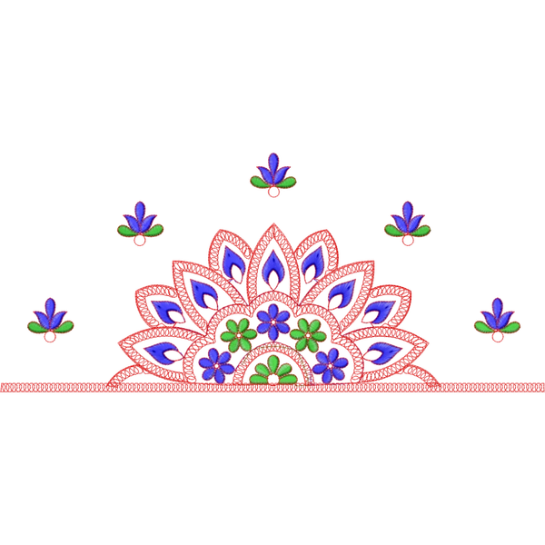 Blouse Design No : MSM-102 - Border with Butta, U Shape
