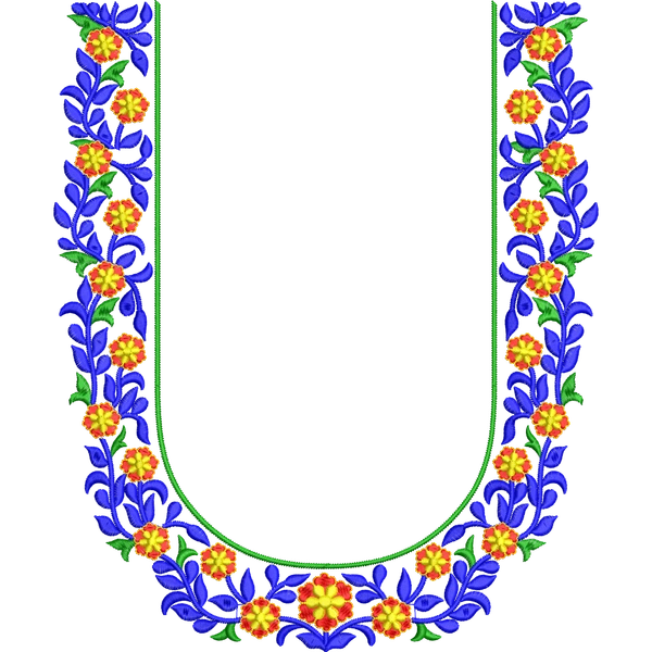 Blouse Design No : MSM-116 - Border with Butta, U Shape