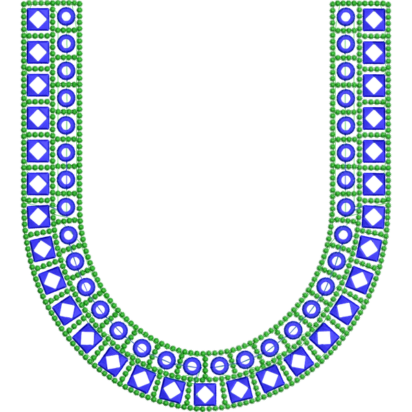 Blouse Design No : MSM-121 - Mirror Work, Simple Border, U Shape