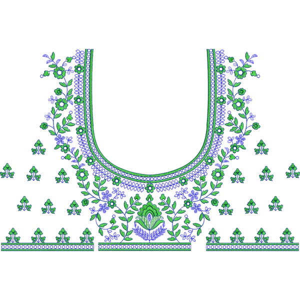 Blouse Design No : MSM-104 - Border with Butta, U Shape
