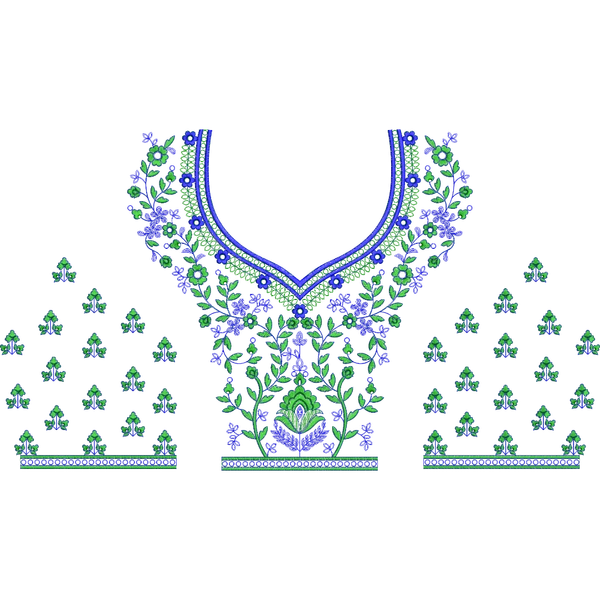 Blouse Design No : MSM-104 - Border with Butta, U Shape
