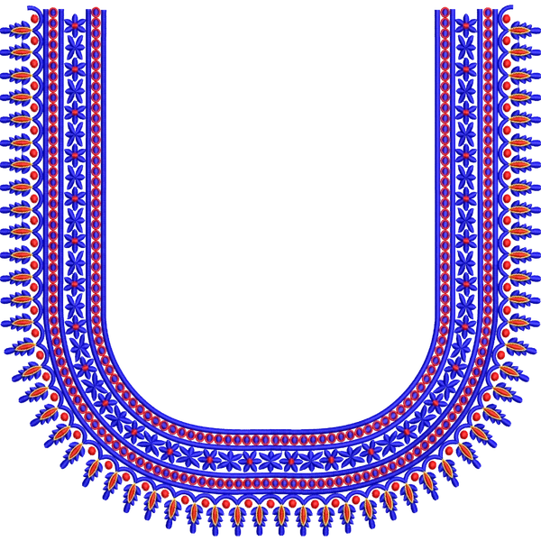 Blouse Design No :MSM - 151 - Border with Butta, U Shape