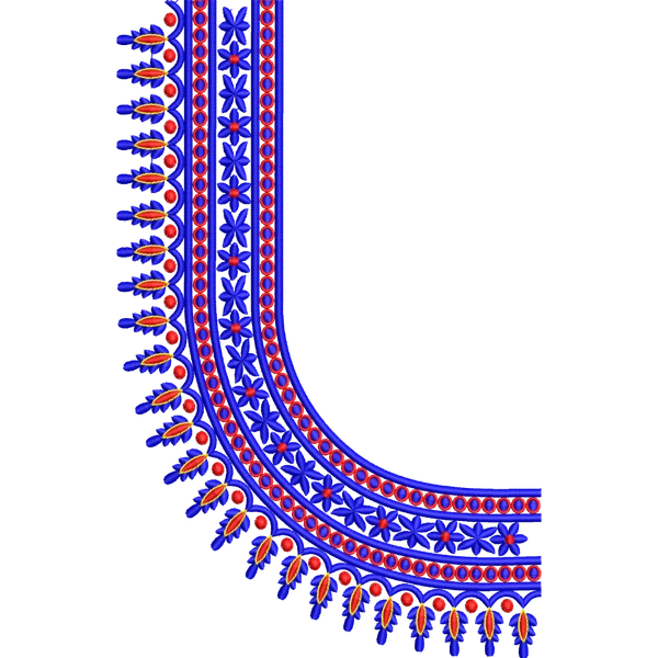 Blouse Design No :MSM - 151 - Border with Butta, U Shape