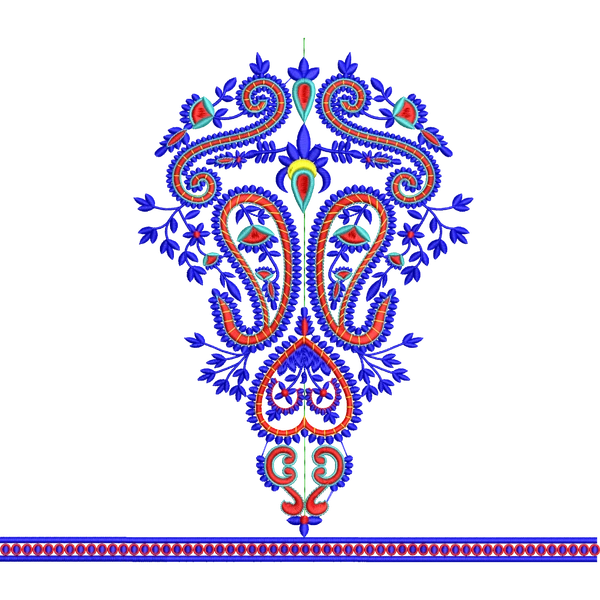 Blouse Design No :MSM - 151 - Border with Butta, U Shape
