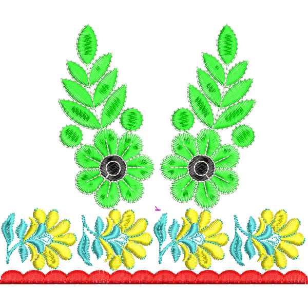 Blouse Design No :MSM - 161 - Border with Butta, U Shape