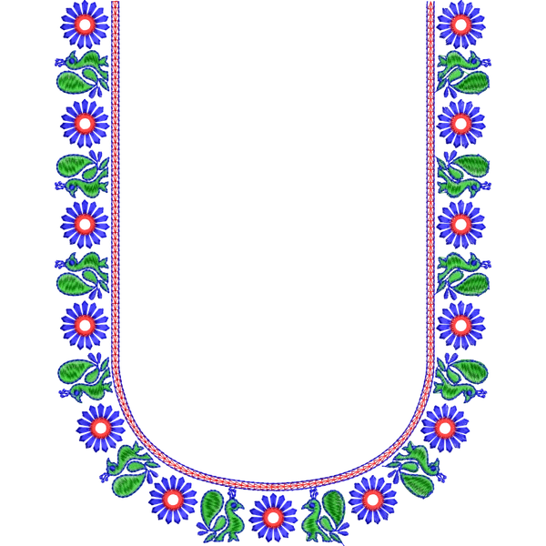 Blouse Design No :MSM - 172 - U Shape, Mirror Work, Simple Border