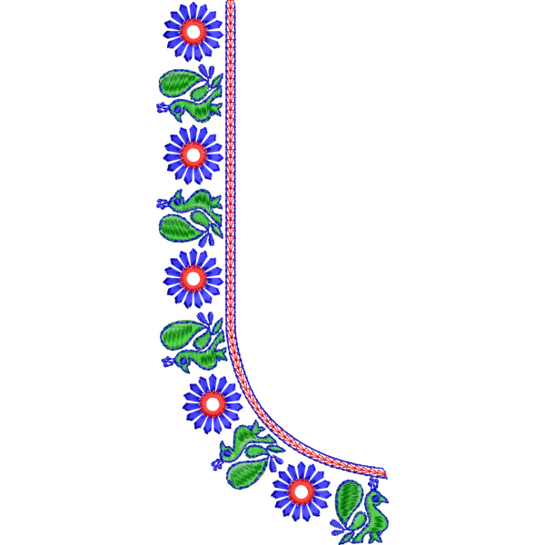 Blouse Design No :MSM - 172 - U Shape, Mirror Work, Simple Border