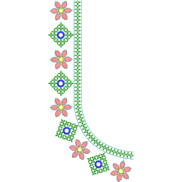 Blouse Design No :MSM - 182 - U Shape, Kutch with Mirror, Simple Border