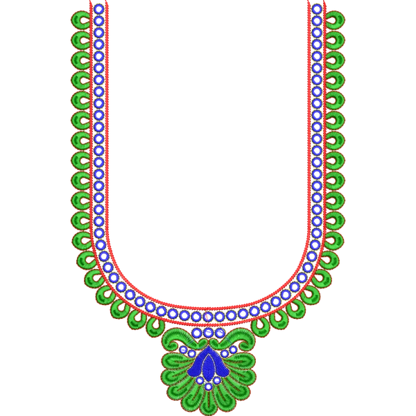 Blouse Design No :MSM - 193 - Mirror Work, Simple Border, U Shape