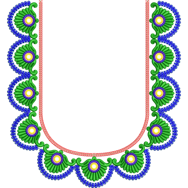 Blouse Design No :MSM - 195 - Mirror Work, Simple Border, U Shape