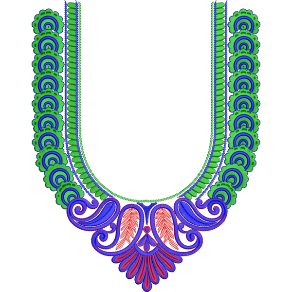 Blouse Design No :MSM - 213 - Border With Butta, U Shape