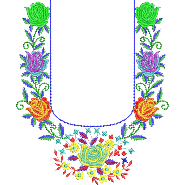 Blouse Design No :MSM - 215 - Border With Butta, U Shape
