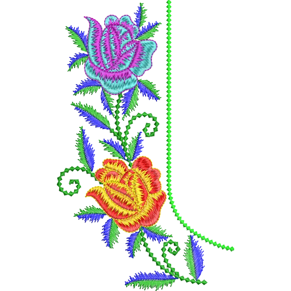Blouse Design No :MSM - 215 - Border With Butta, U Shape