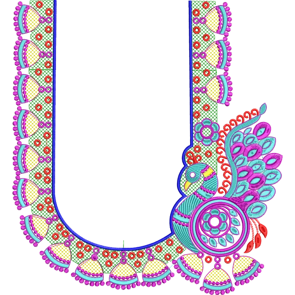 Blouse Design No :MSM - 239 - U Shape, Border With Butta