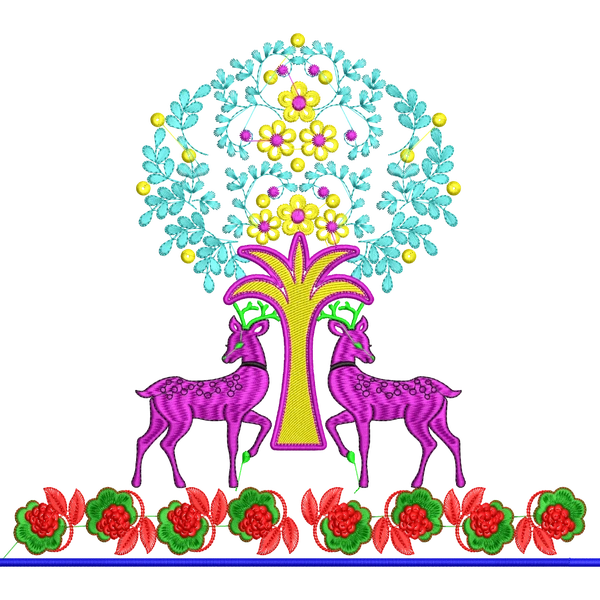 Blouse Design No :MSM - 249 - Border With Butta, U Shape