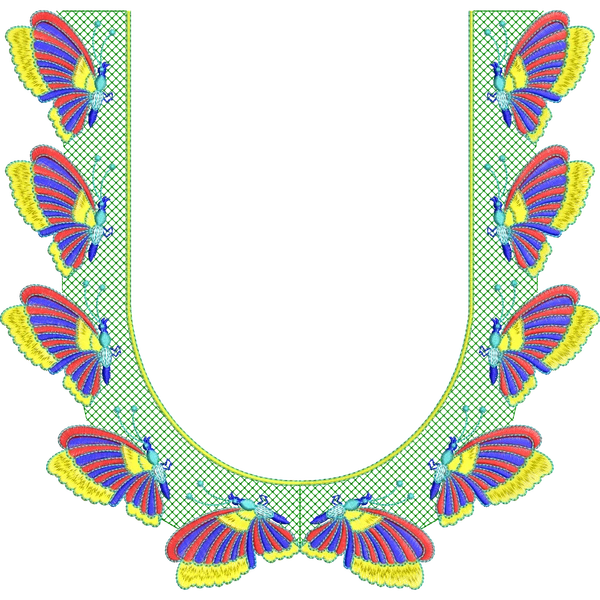 Blouse Design No :MSM - 257 - Border With Butta, U Shape