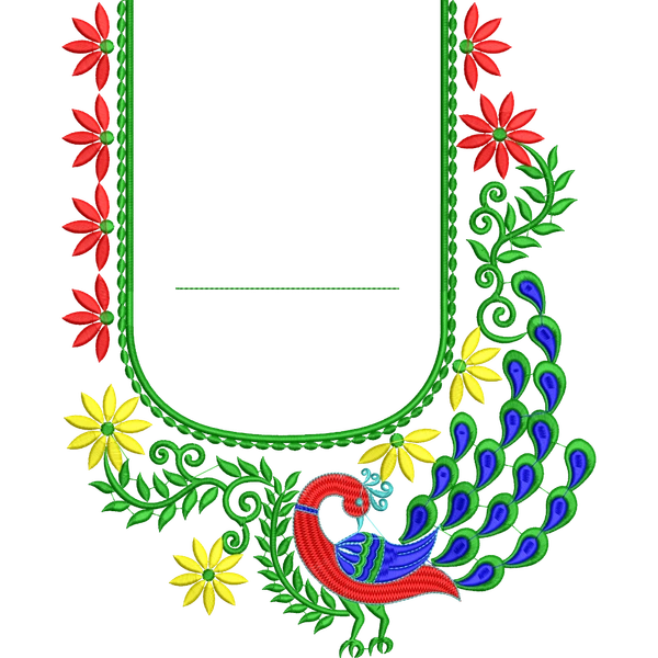 Blouse Design No :MSM - 261 - Border With Butta, U Shape