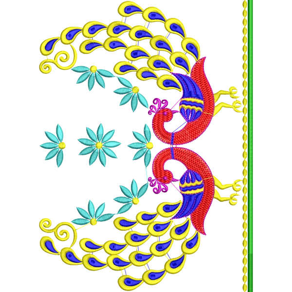 Blouse Design No :MSM - 261 - Border With Butta, U Shape