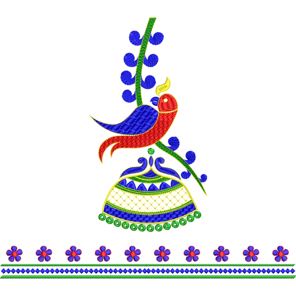 Blouse Design No :MSM - 272 - Border With Butta, U Shape