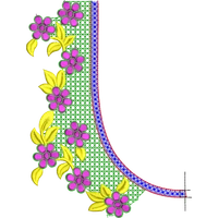 Blouse Design No :MSM - 274 - Border With Butta, U Shape